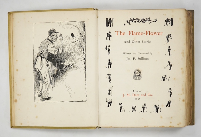 Sullivan, James - The Flame Flower and other stories, first edition, Dent 1896, unique vellum binding decorated by Sullivan